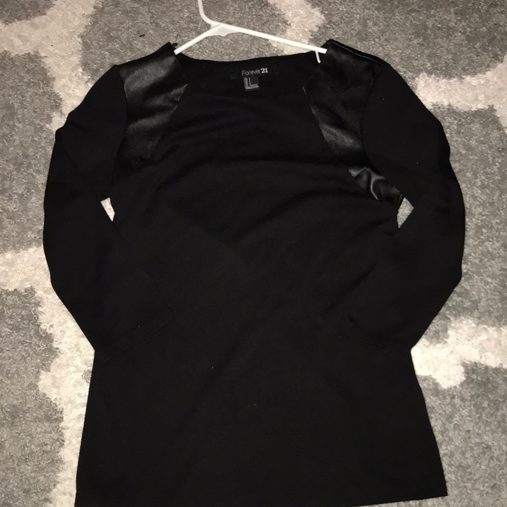 Forever 21 faux leather sleeve shirt